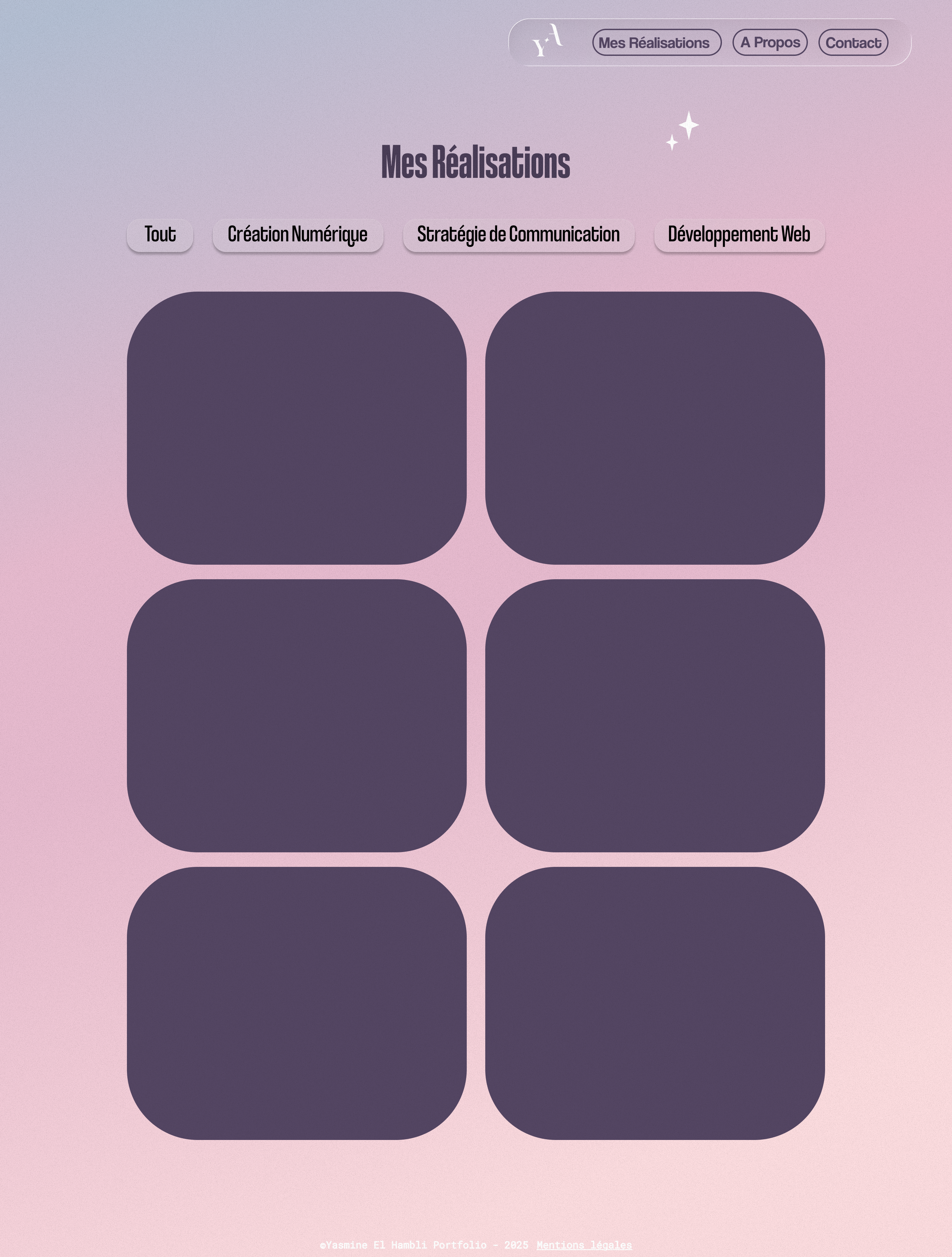 Page réalisations du portfolio